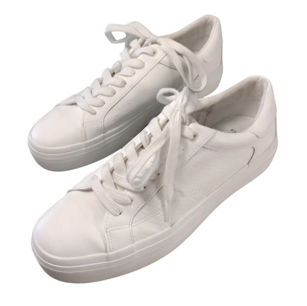 Zara White Everyday Sneakers  Leather Low Top Size 10 Minimalist Chic
